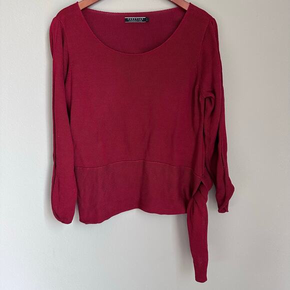 Peruvian Connection Red Textured Knit Sweater Scoop Neck Artisanal Minimalist - Picture 1 of 8